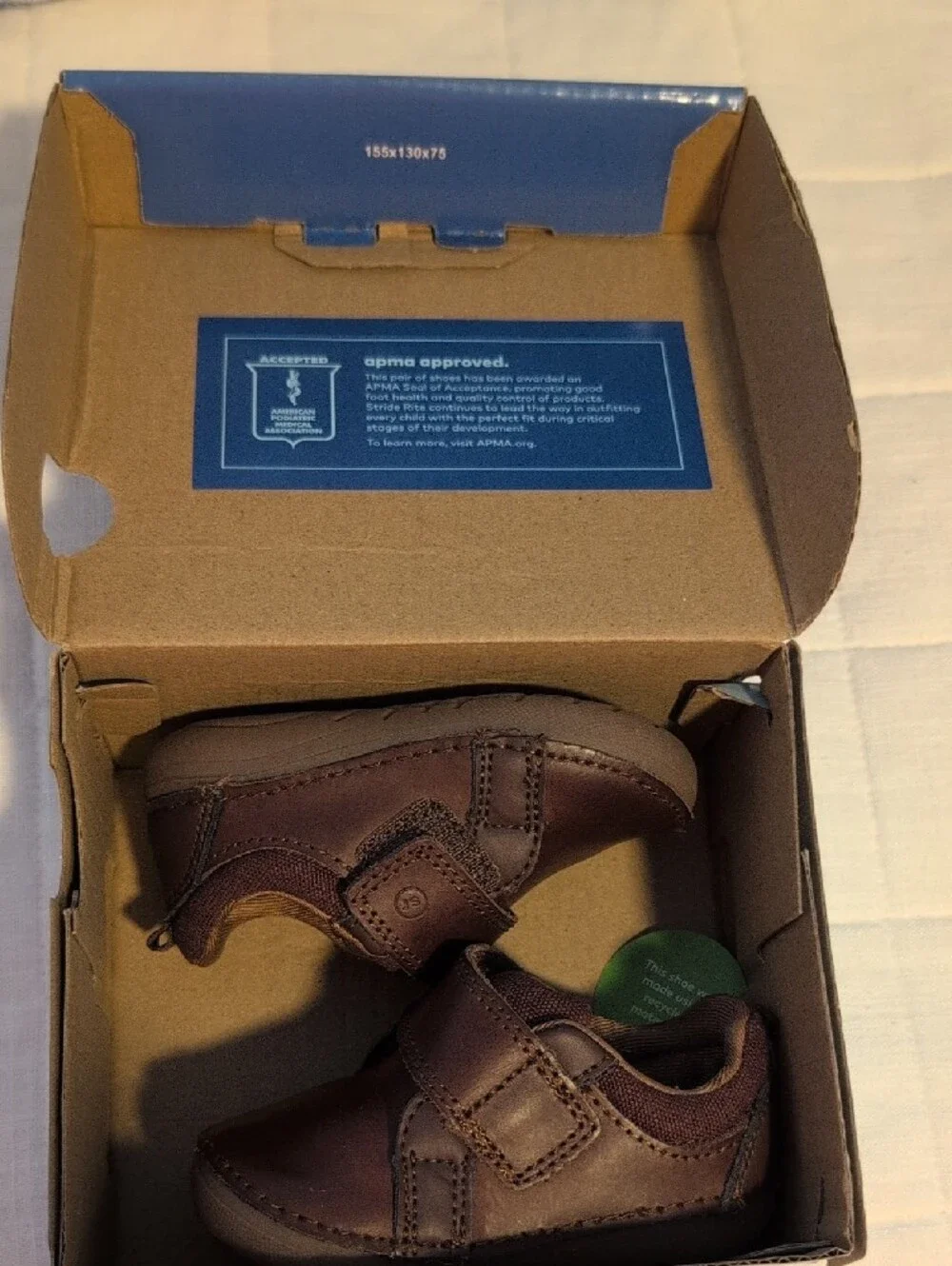 Stride Rite 3.5c - Brown Baby Walker Shoes with Hook-and-Loop Closure